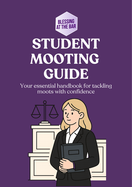 Cover of the BLESSING AT THE BAR Student Mooting Guide: your essential handbook for tackling moots with confidence